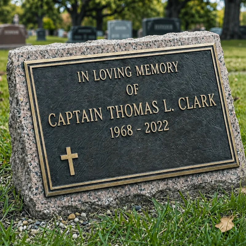 Bronze cemetery grave marker