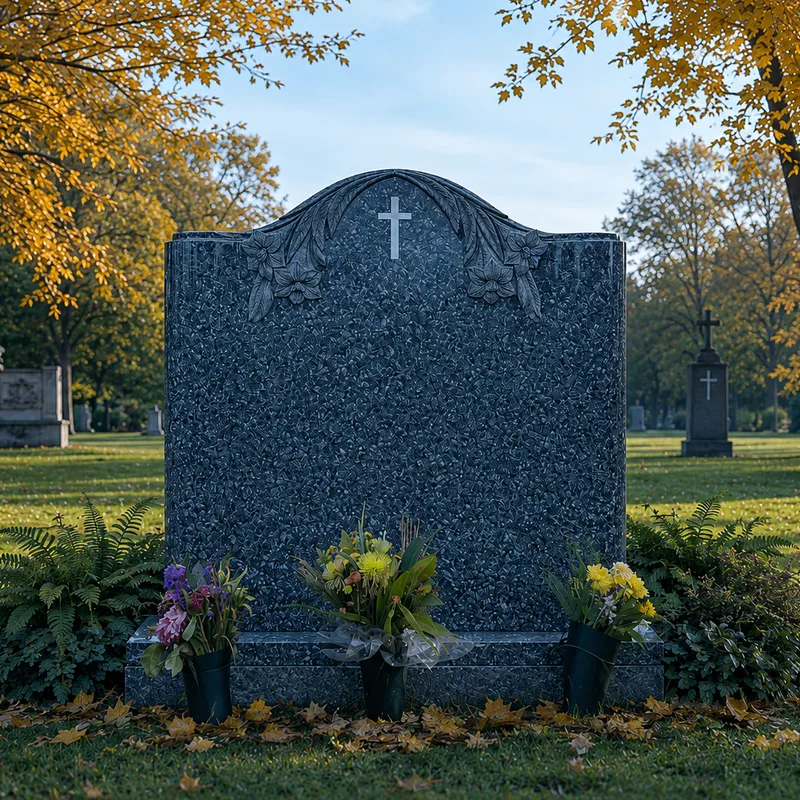 Upright granite headstone