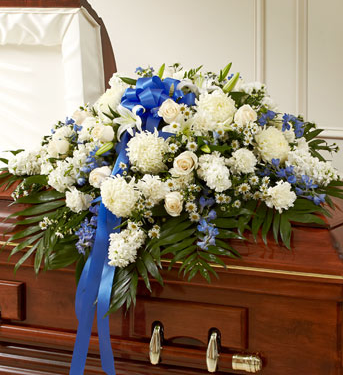 Blue & White Casket Spray SF100