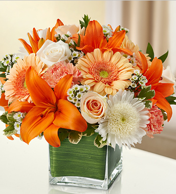 sympathy flowers in peach