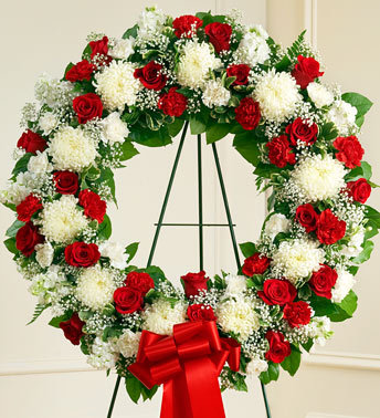 Sympathy wreath red & white