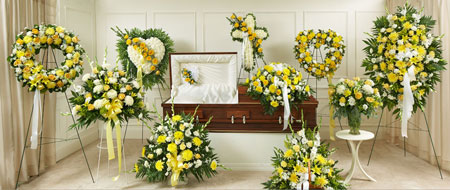 Yellow sympathy flowers