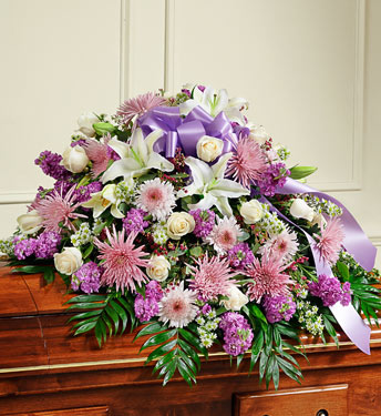 lavender flowers casket spray