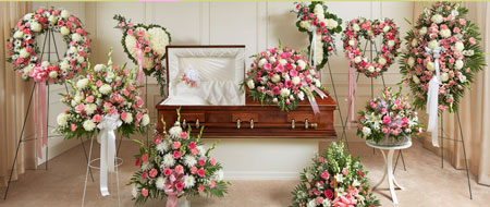 Pink & White sympathy flowers