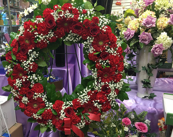 Red Flower Funeral Wreath