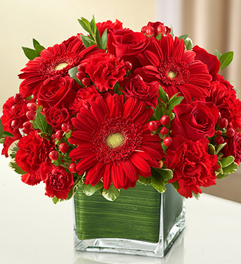 red sympathy funeral flowers