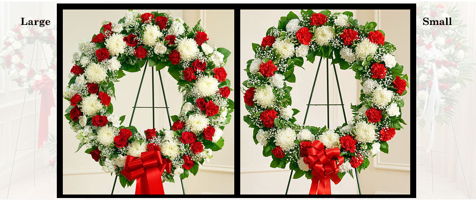 Red and White Wreath Funeral Wreath in Sonora, CA - BEAR'S GARDEN