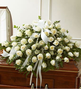 sympathy white casket spray