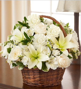 Sympathy white flower basket