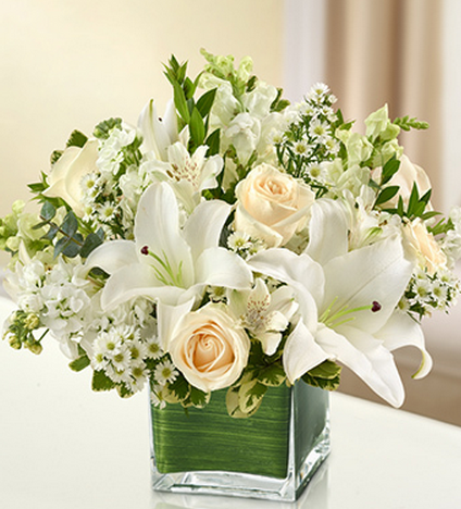 sympathy flowers in white