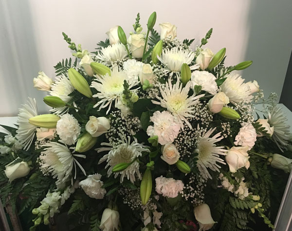 White Flower Casket Spray 