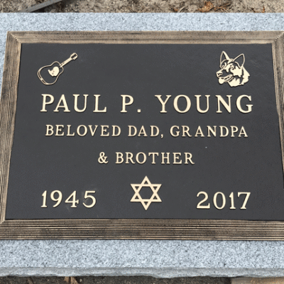 Bronze Plaque on Light Grey Granite