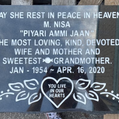 Black Granite Marker w Custom Artwork and Candy