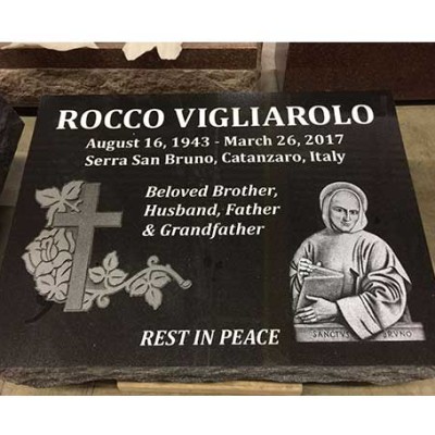 Black Granite Flat Marker with Etching