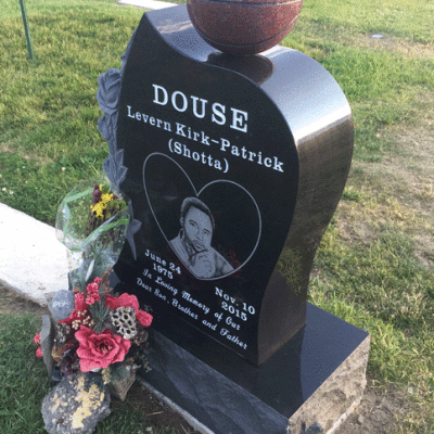 Custom Rose Carved Black Granite Monument w Granite Basketball