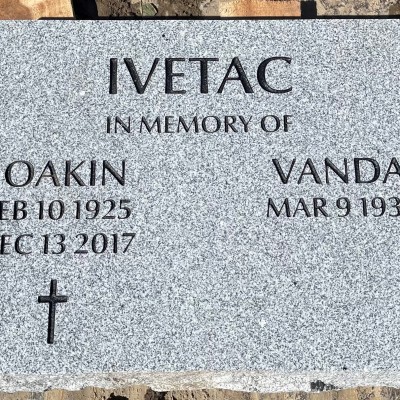 Grey Granite Marker with Cross Artwork