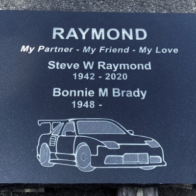 Black Granite Marker with Car Artwork