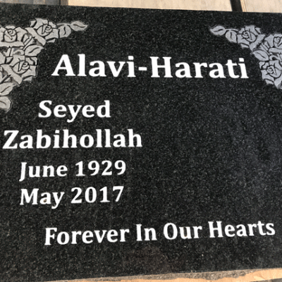 Black Granite Marker with Rose Artworks