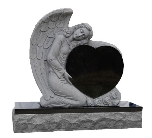 Angel Black Heart Headstone