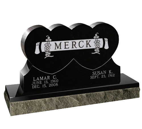 double heart headstone