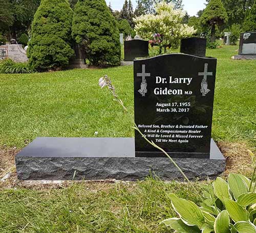 black serpentine headstone double grave