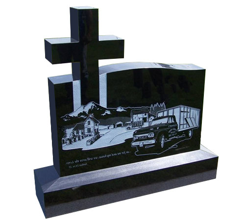 cross black headstone