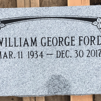 Grey Granite Marker with Floral Banner