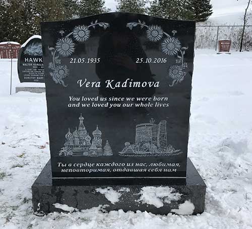 laser etch black headstone