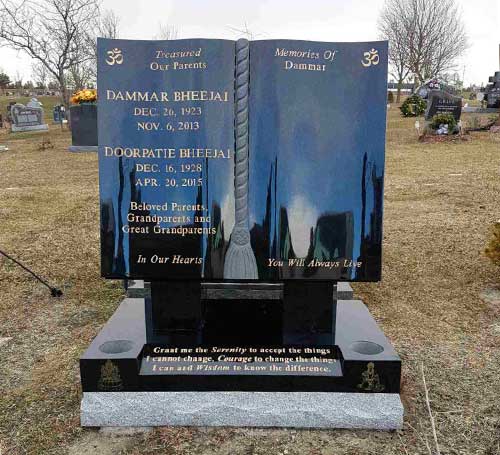 Black Granite Open Book Headstone