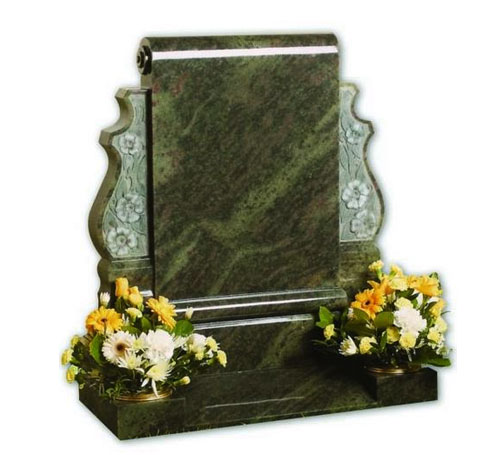 Tropical Green Scroll Headstone