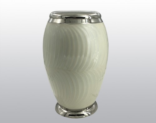 Pearl White Metal Urn