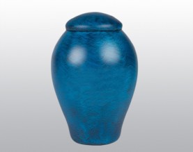 Ocean Blue Metal Urn