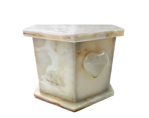 white heart marble urn