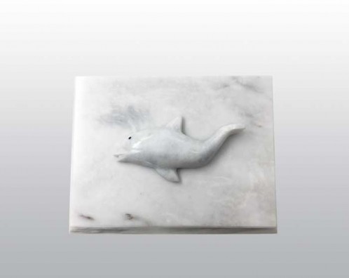Dolphin White Marble Urn MAU023