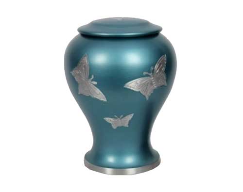 butterfly metal urn