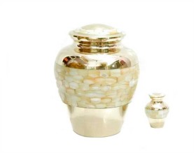 Mother of Pearl Metal Urn MU181