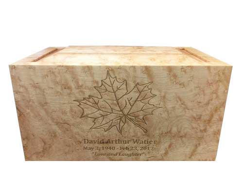 Maple Leaf birdseye maple wood urn