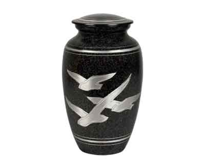 black metal urn