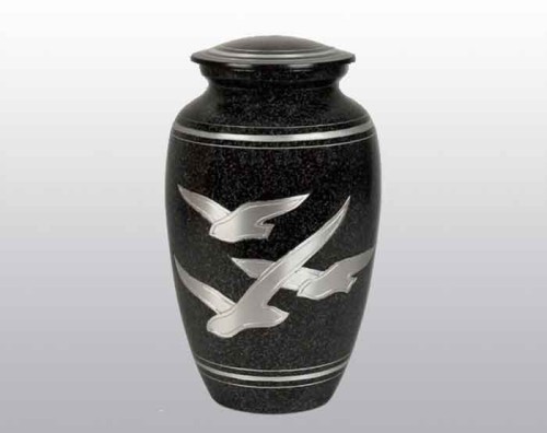 black metal urn