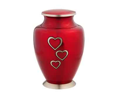 red metal urn