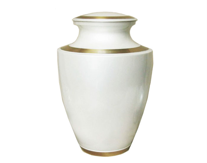 White Carnation Metal Urn MU223