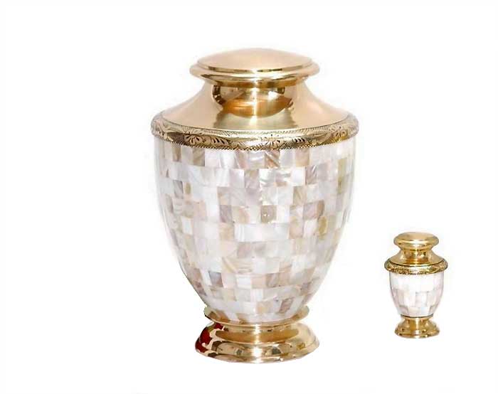 White Pearl Metal Urn MU250