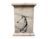 Marble Urn Engraving w Golfer Artwork