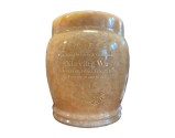 Yellow Onyx marble urn engraving
