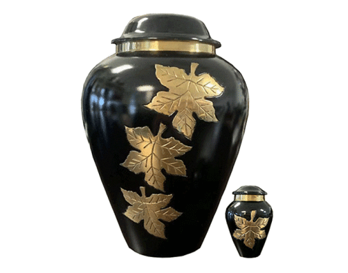 Golden Leaves Metal Urn MU331