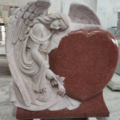 India Red Angel Heart Headstone