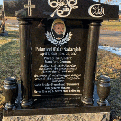 Black Granite Pagoda Custom Memorial