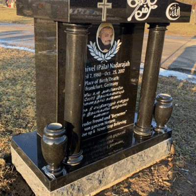 Black Granite Pagoda Custom Memorial