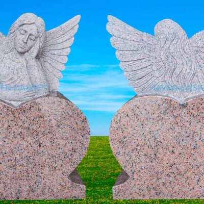 Salmon-pink-Granite-Angel-with-Heart