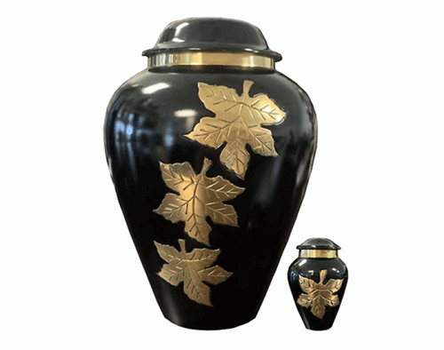 Golden Leaves Metal Urn MU331 Golden Leaves Metal Urn MU331
